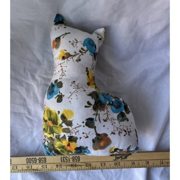 Vintage Hand Sewn Cat Shaped‎ Pillow Floral Kitty Shabby Chic Boho Cottagecore - Picture 8 of 8